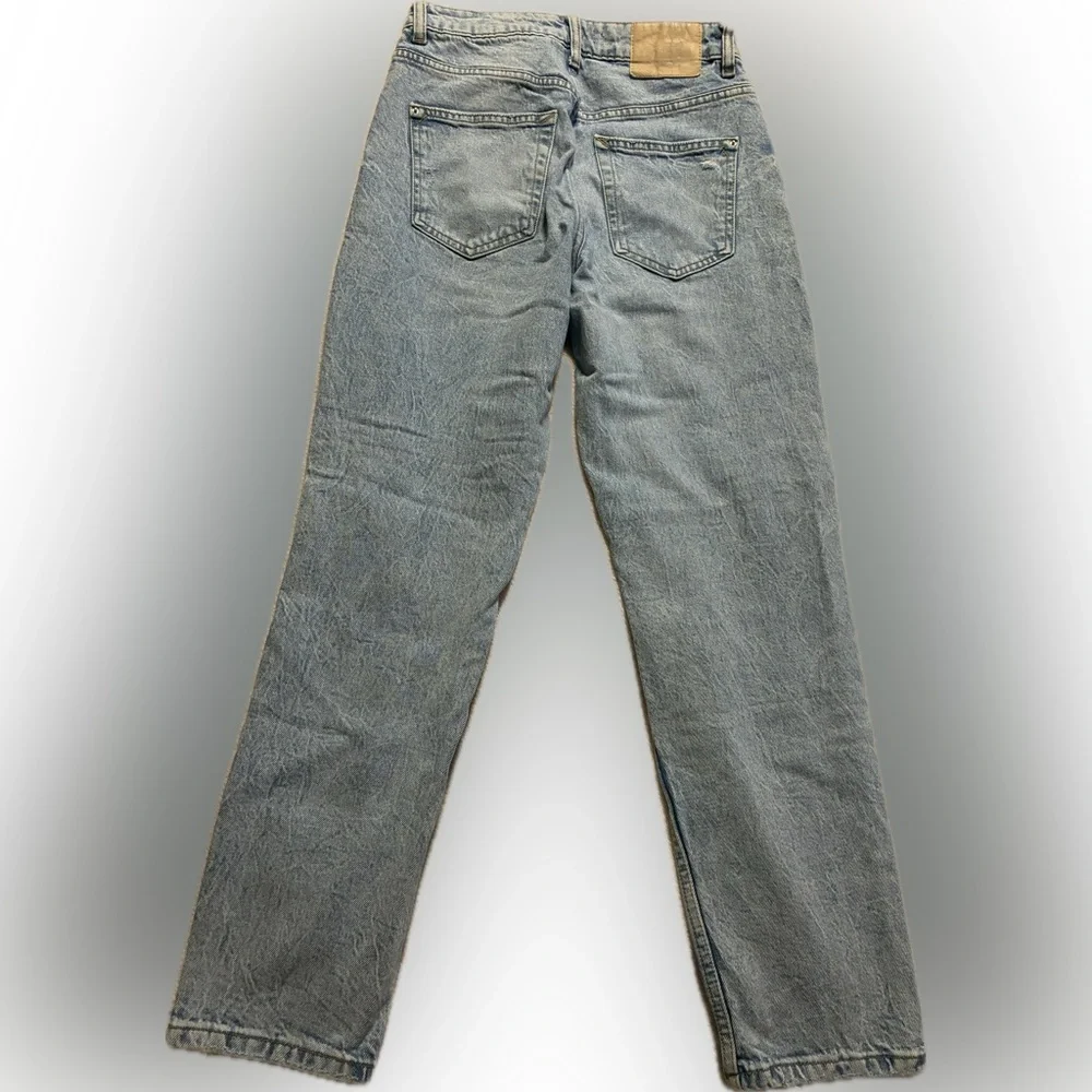 Zara Acid Wash Distressed Straight Leg Jeans – Size 6 - Picture 2 of 6
